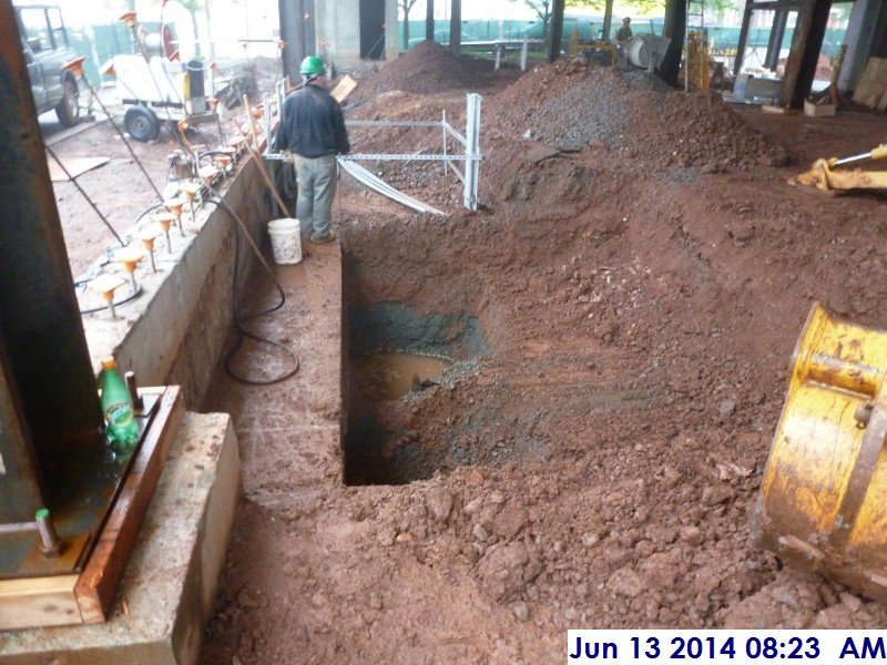 Excavation at Sprinkler Room (152A) for the underground Sanitary sewer Facing West (800x600)